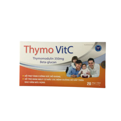 Thymo VitC Thymomodulin 350mg Beta-glucan 350mg Hộp 4 vỉ x 5 ống Akopha