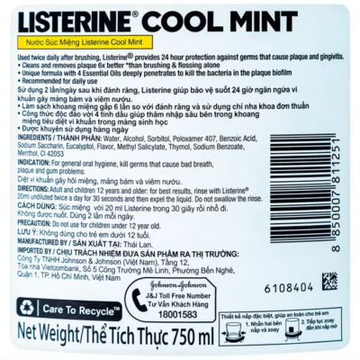 Nước súc miệng Listerine Cool Mint chai 750ml