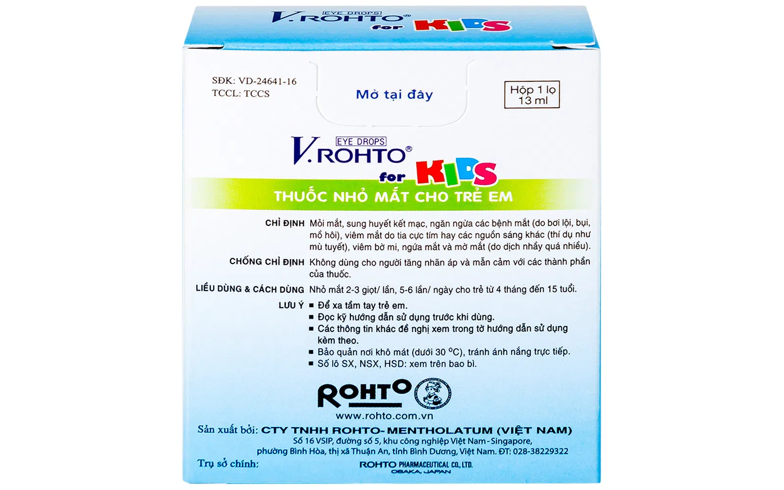 Thuốc nhỏ mắt V.ROHTO FOR KIDS 13ml