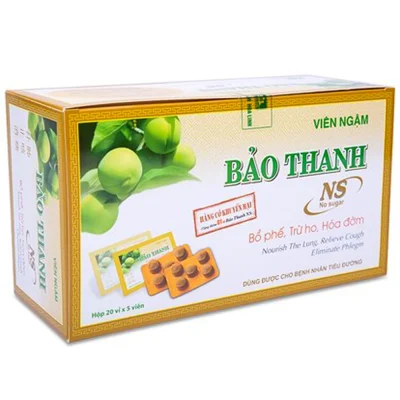 Viên ngậm Bảo Thanh NS không đường Hoa Linh hộp 20 vỉ x 5 viên