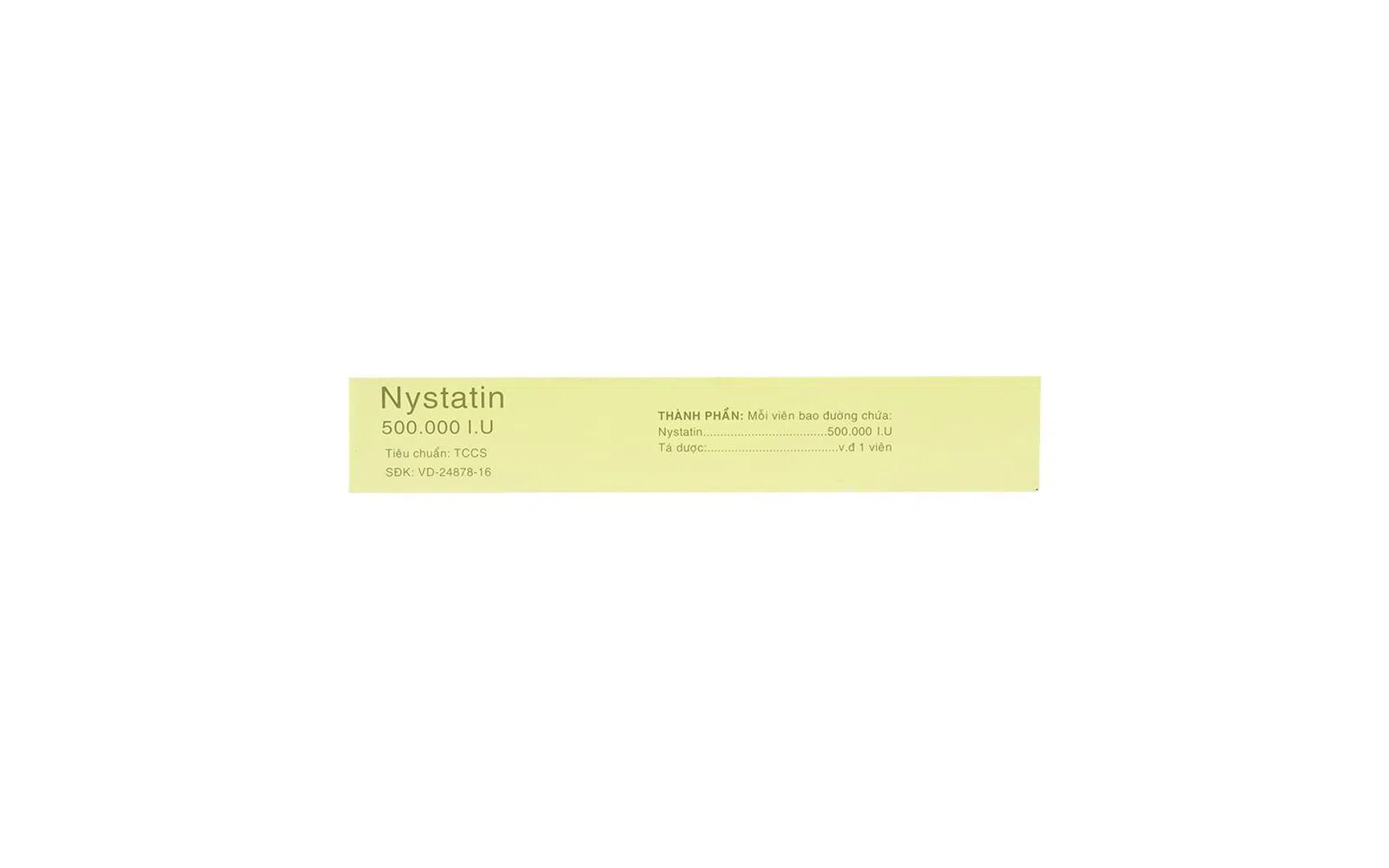 Nystatin 500000IU hộp 2 vỉ x 8 viên nén bao đường Vidipha