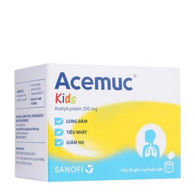 Acemuc kids Acetylcystein 200mg hộp 30 gói x 1g thuốc cốm Sanofi (kiện 96h)