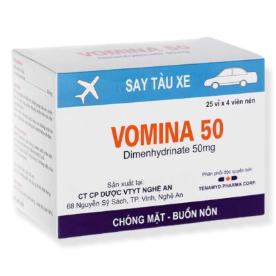 Vomina Dimenhydrinate 50mg nghệ an - Hộp 25 vỉ x 4 viên nén