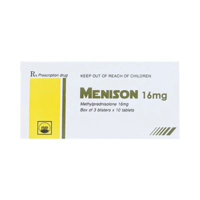 Menison Methylprednisolon 16mg hộp 3 vỉ x 10 viên nén Pymepharco