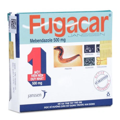 Fugacar Mebendazol 500mg hộp 1 viên Thái Lan