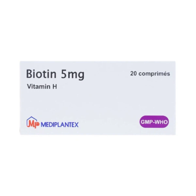 Biotin Vitamin H 5mg hộp 2 vỉ x 10 viên nén Mediplantex