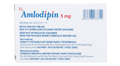 Amlodipin 5mg Domesco Hộp 3 vỉ x 10 viên