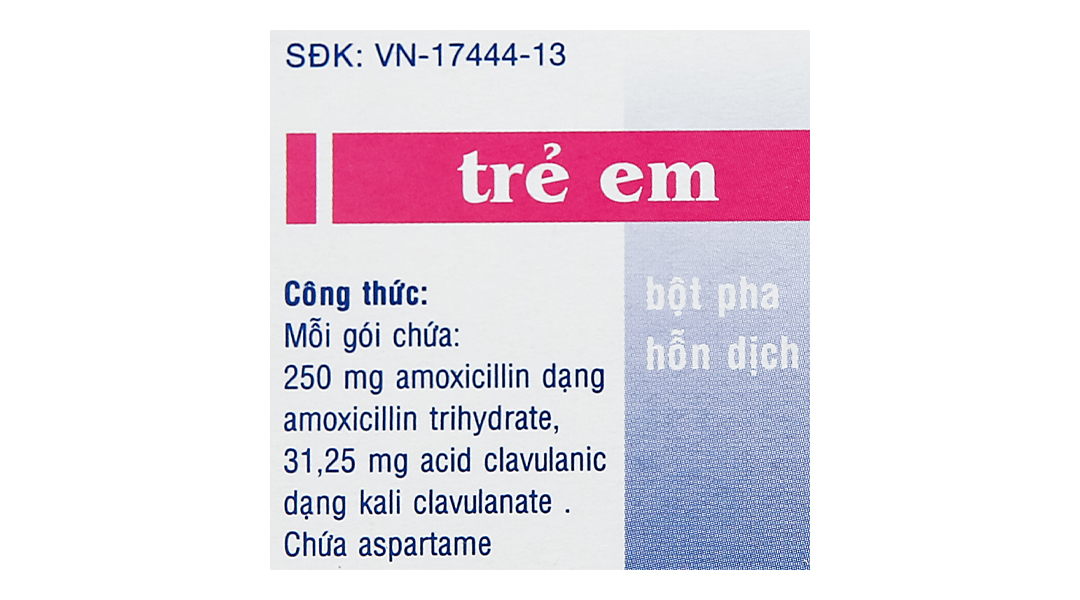 Augmentin 250mg/31,25mg trẻ em H12G Frc