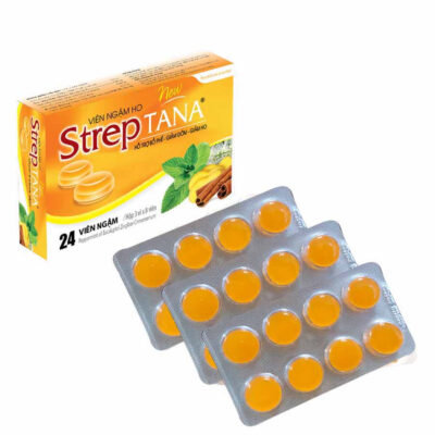 Ngậm ho Strep Tana Giảm ho do cảm lạnh, dị ứng Hộp 3 vỉ x 8 viên