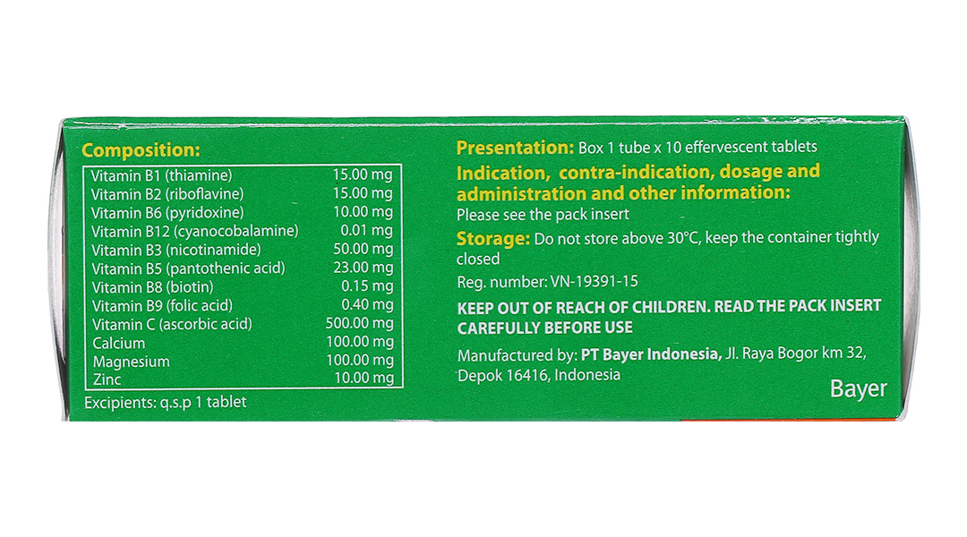 Berocca viên sủi vị Cam tuýp 10 viên Bayer