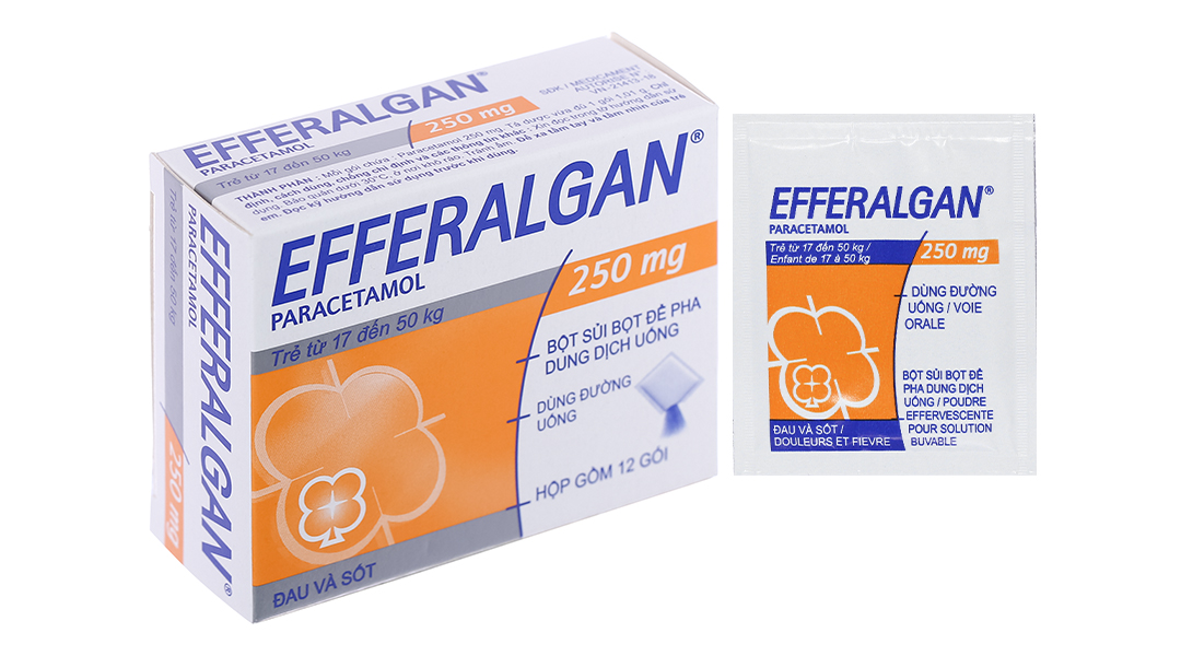 Efferalgan 250mg Paracetamol Hộp 12 gói bột sủi bọt