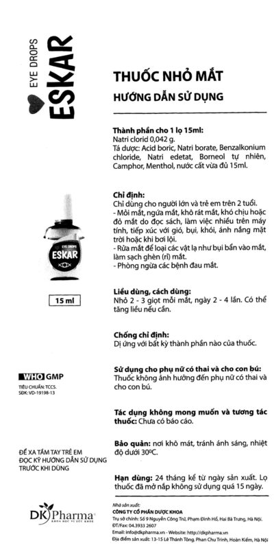 Eskar Nhỏ mắt lọ 15ml Dược Khoa