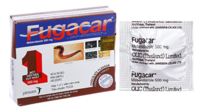 Fugacar Choco Mebendazol 500mg hộp 1 viên Thái Lan