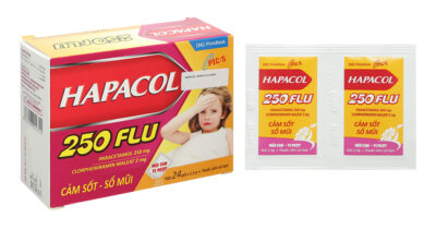 Hapacol 250 Flu DHG - Hộp 24 gói x 1,5g thuốc cốm sủi bọt