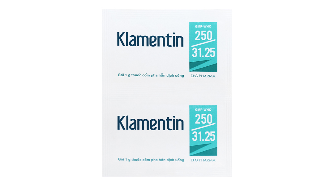 Klamentin 250/31.25 hộp 24 gói x 1g Hậu Giang