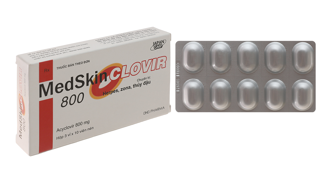 Medskin Acyclovir 800mg hộp 3 vỉ x 10 viên nén Hậu Giang