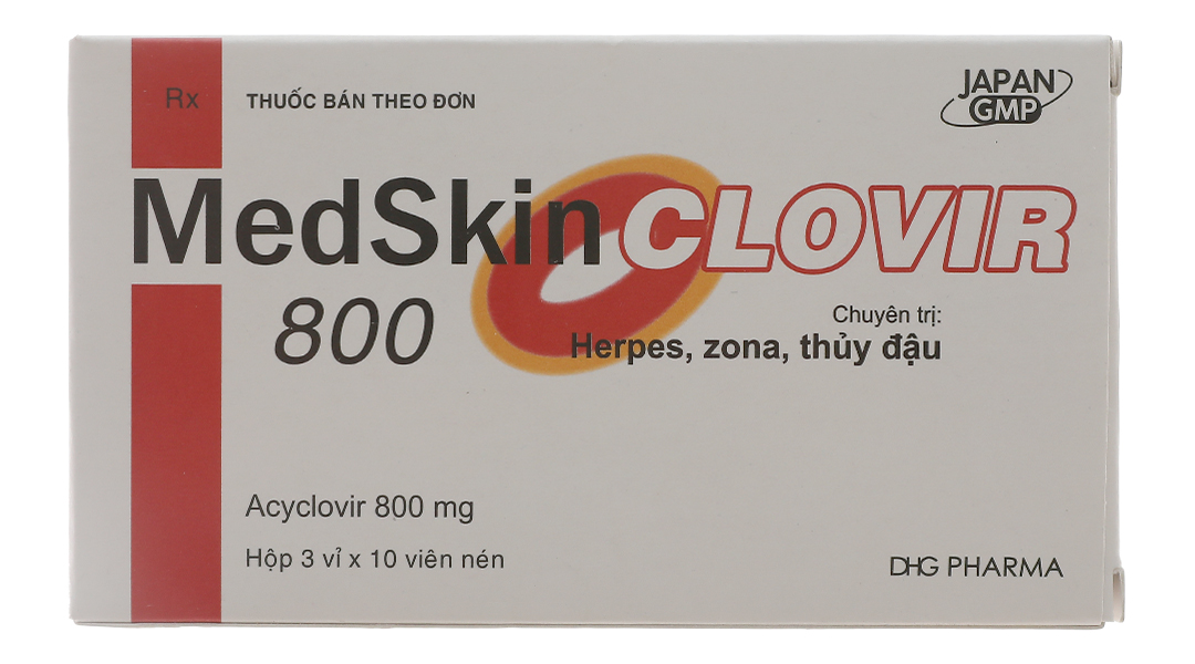 Medskin Acyclovir 800mg hộp 3 vỉ x 10 viên nén Hậu Giang