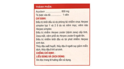 Medskin Acyclovir 800mg hộp 3 vỉ x 10 viên nén Hậu Giang