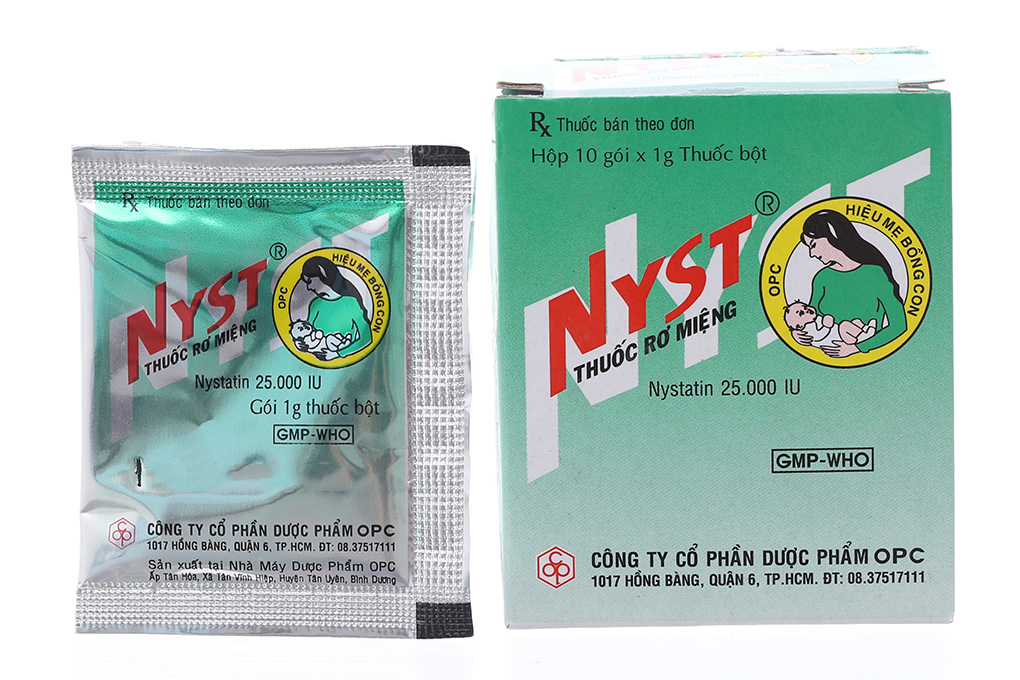 Nyst Nystatin 25.000IU hộp x 10 gói x 1g OPC