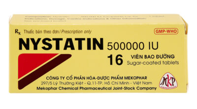 Nystatin 500000IU hộp 2 vỉ x 8 viên nén bao đường Mekophar