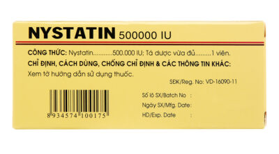 Nystatin 500000IU hộp 2 vỉ x 8 viên nén bao đường Mekophar