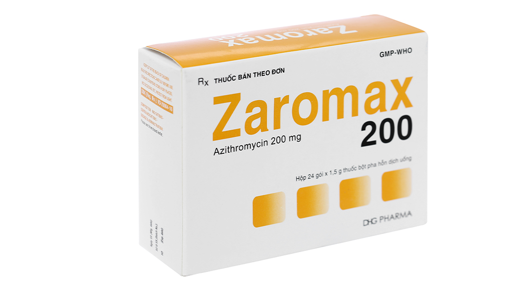 Zaromax Azithromycin 200mg Hộp 24 gói x 1,5g DHG