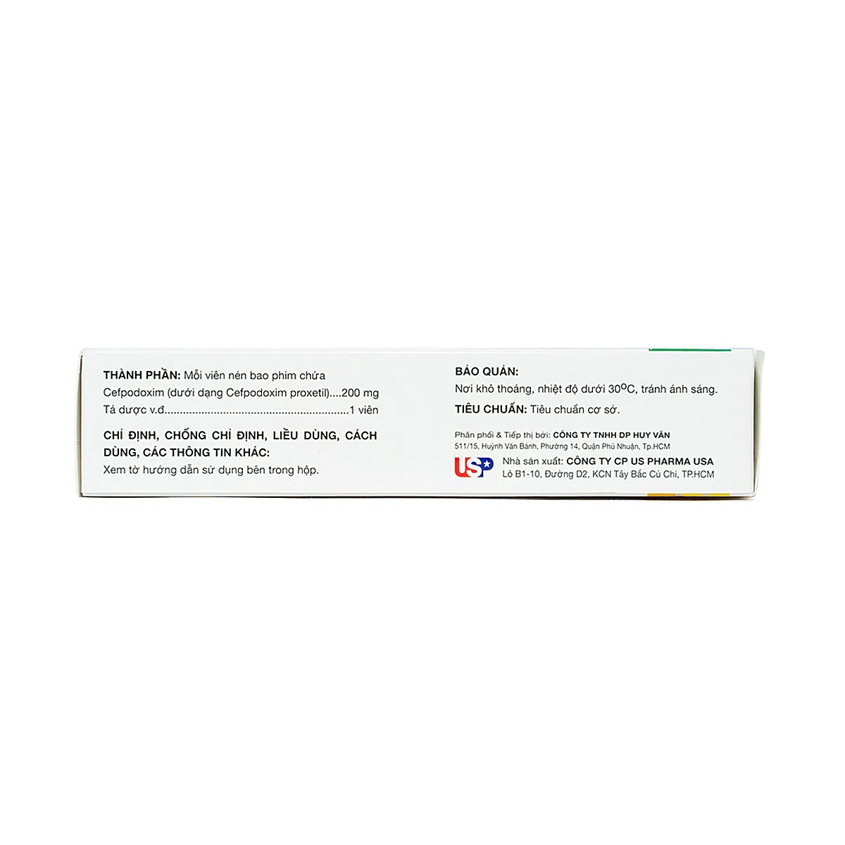 Cefpodoxim HV 200mg hộp 3 vỉ x 10 viên nén USP