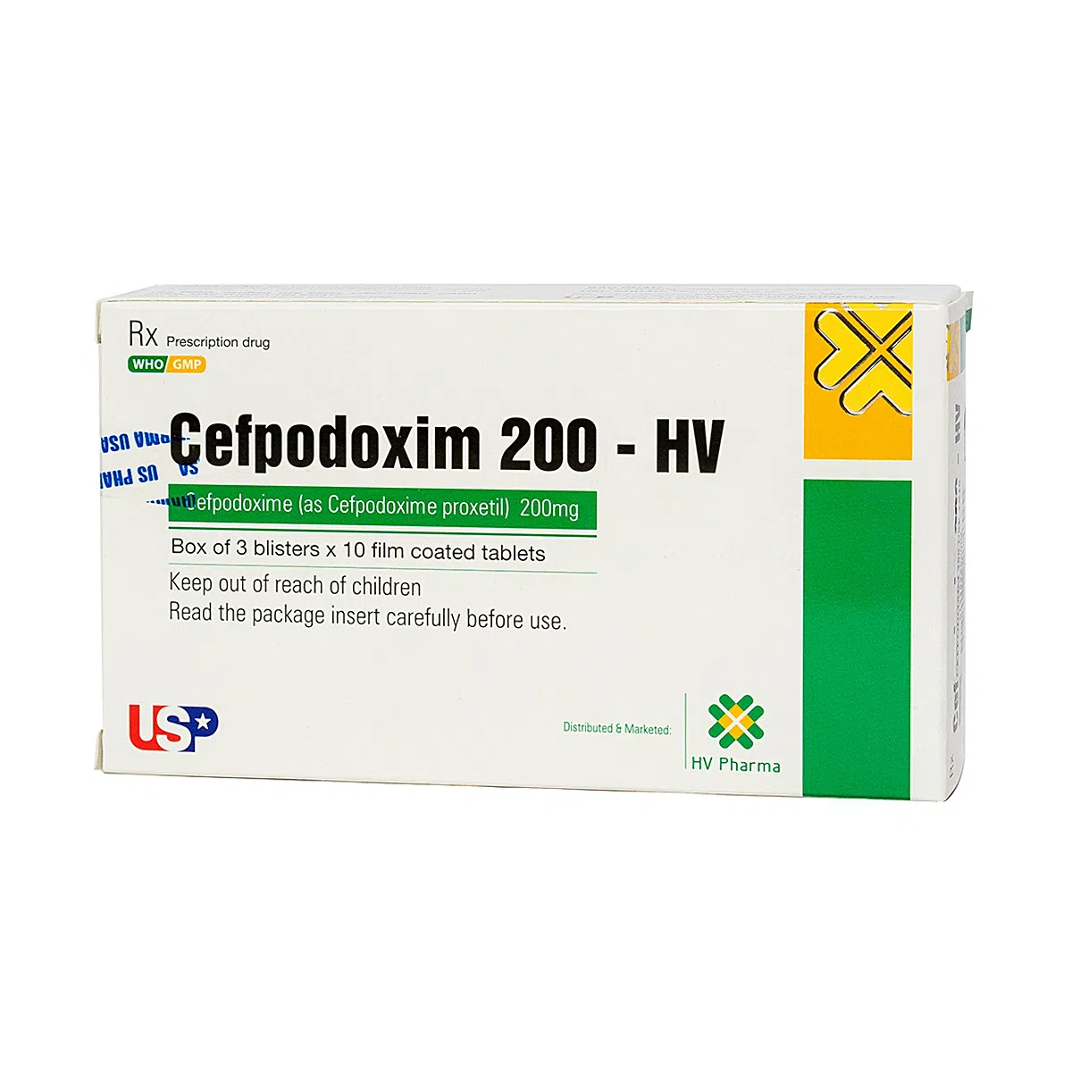 Cefpodoxim HV 200mg hộp 3 vỉ x 10 viên nén USP