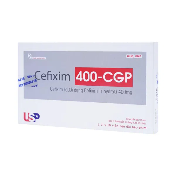 Cefixim 400-CGP USP hộp 1 vỉ x 10 viên nén bao phim