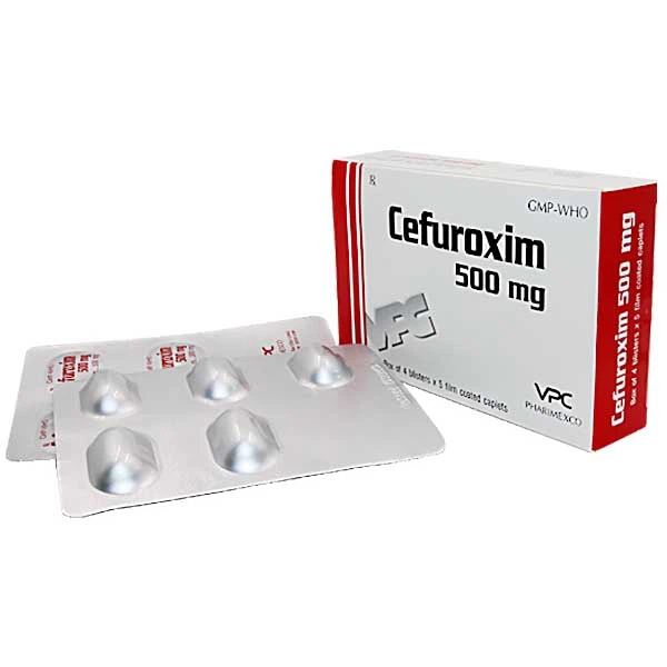 Cefuroxim 500 Cửu Long Hộp 1 vỉ x 10 viên nén bao phim