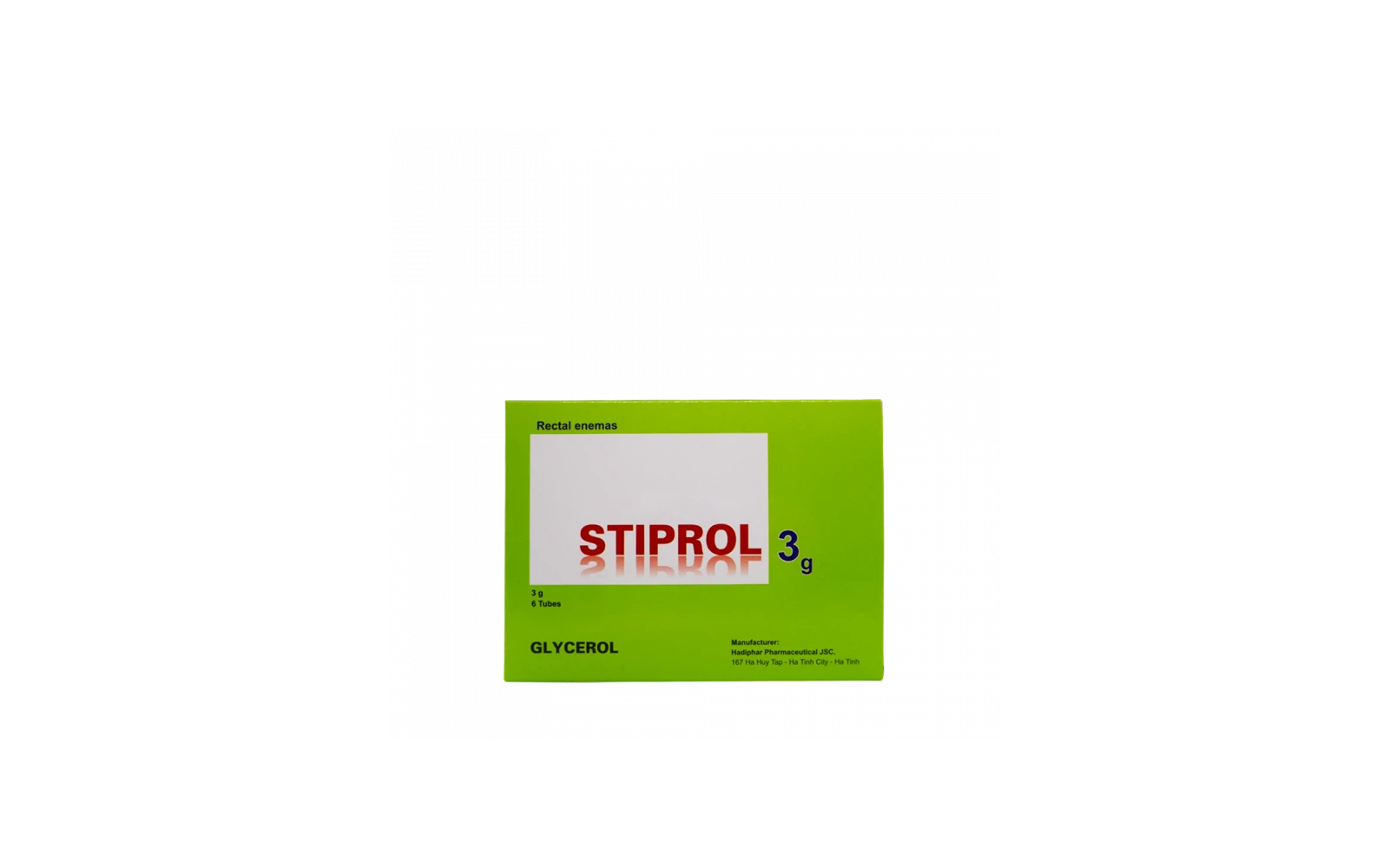 Stiprol Glycerol 3g thụt trực tràng hộp 6 Tube x 3g Hà Tĩnh Hadiphar