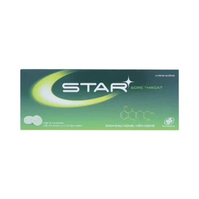 Star Sore Throat không đường hộp 2 vỉ x 12 viên ngậm xanh lá OPV