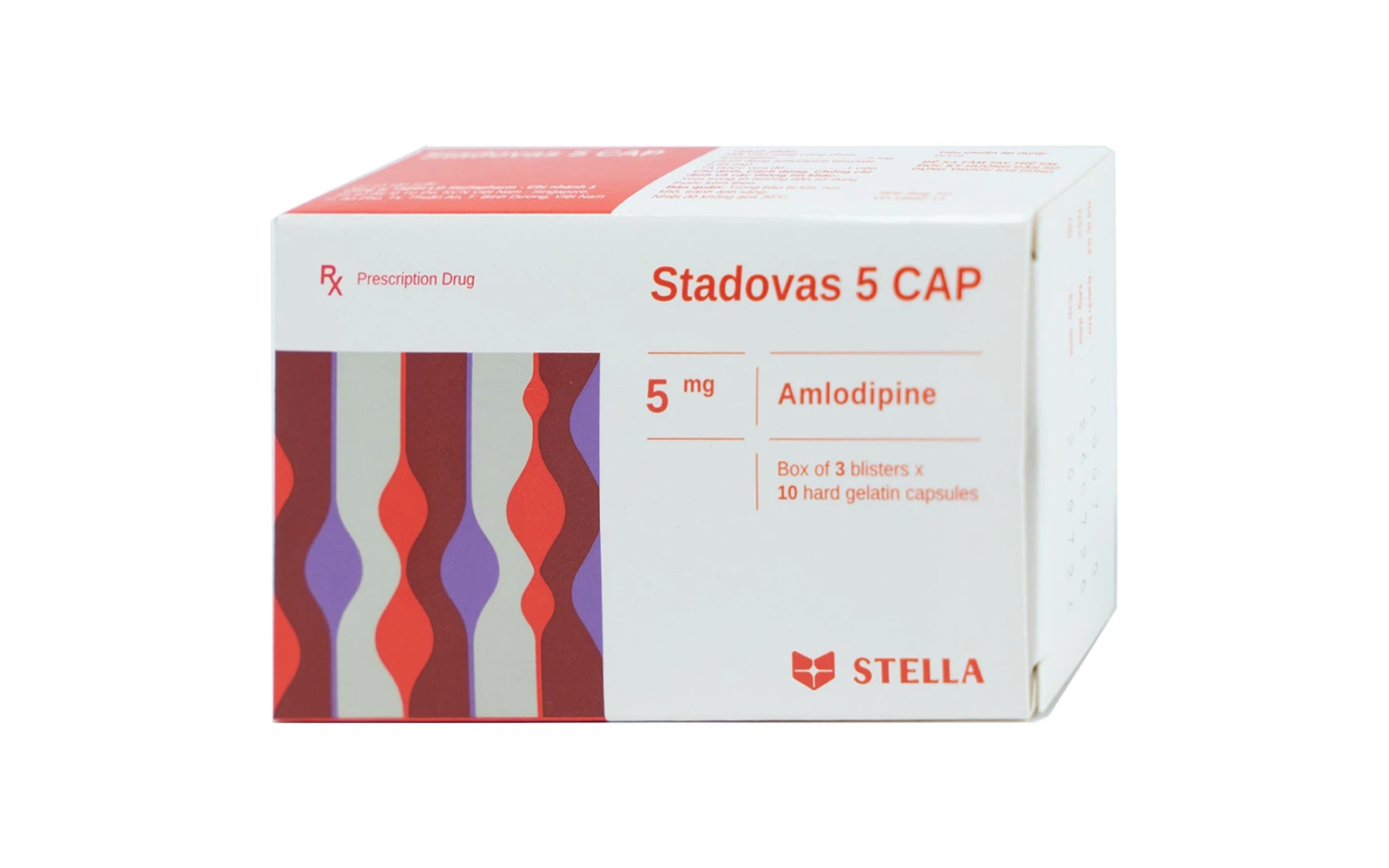 Stadovas 5 Amlodipin 5mg hộp 3 vỉ x 10 viên nang Stella