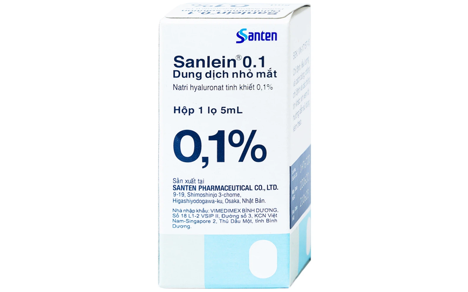 Sanlein 0.1% Natri hyaluronate 5mg lọ 5ml Santen Nhật Bản