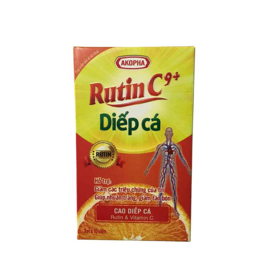 Rutin C+ Diếp Cá hộp 3 vỉ x 10 viên Akopha