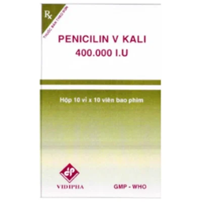 Penicilin V Kali 400.000 IU - Hộp 10 vỉ x 10 viên Vidipha