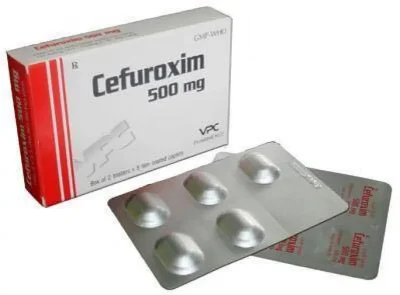 Cefuroxim 500 Cửu Long Hộp 1 vỉ x 10 viên nén bao phim