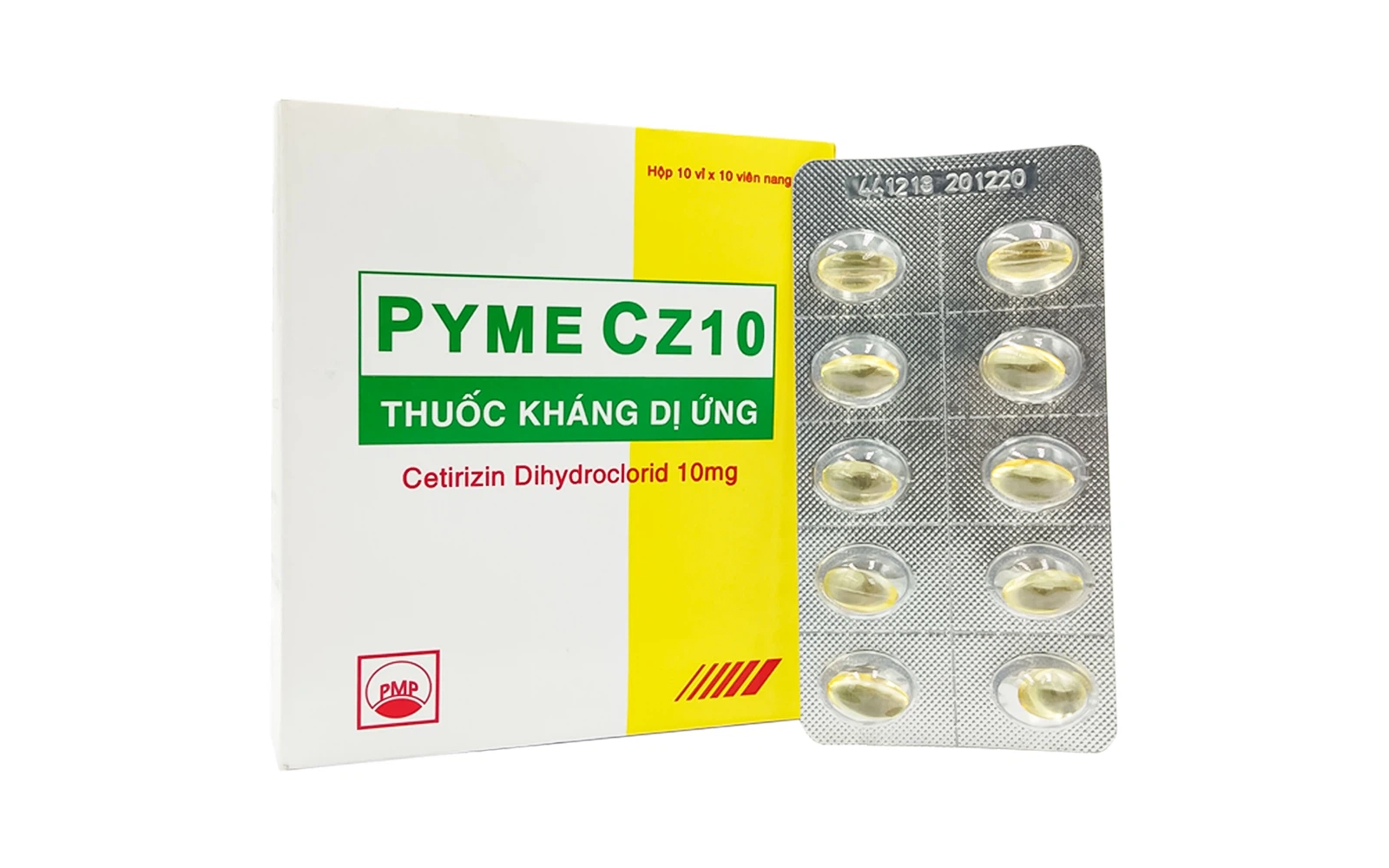 Pyme Cz10 Cetirizin 10mg hộp 10 vỉ x 10 viên nang mềm Pymepharco