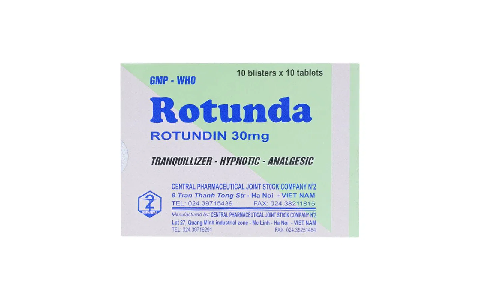 Rotunda Rotundin 30mg hộp 10 vỉ x 10 viên nén TW3 Dopharma