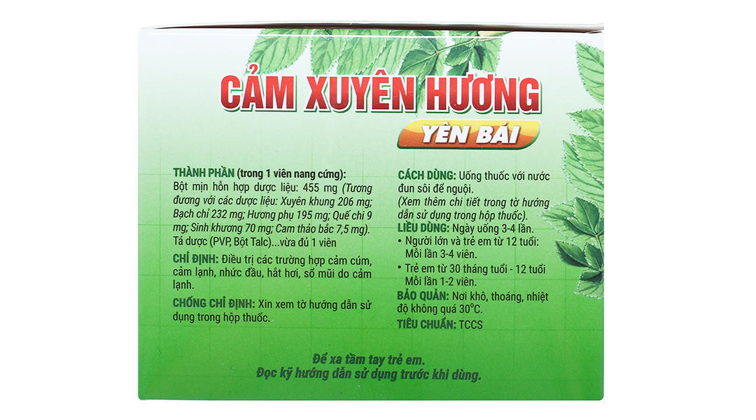 Cảm xuyên hương hộp 10 vỉ x 10 viên nang Yên Bái