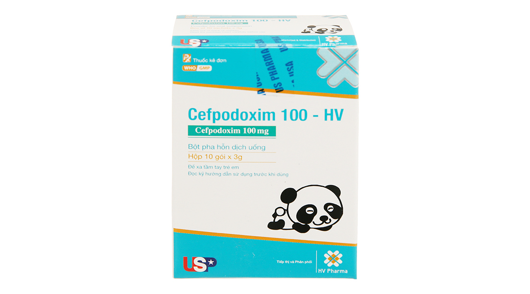 Cefpodoxim HV 100mg con gấu hộp 10 gói x 3g USP