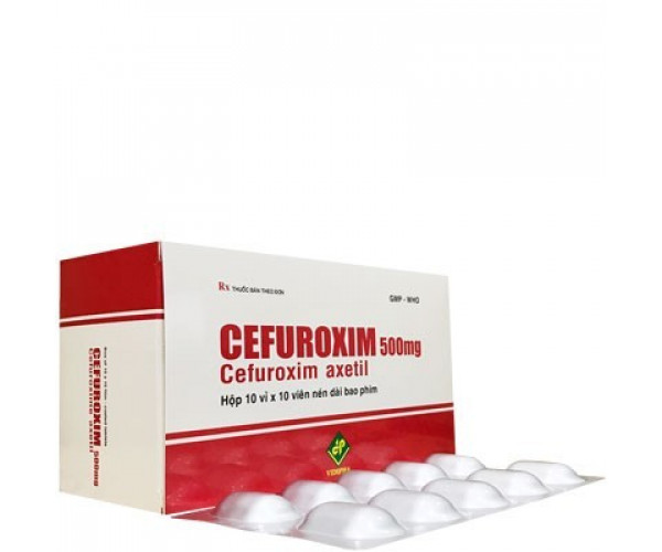 Cefuroxim 500mg Hộp 2 vỉ x 5 viên nén bao phim Vidipha