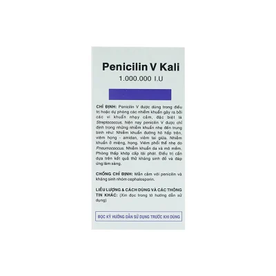 Penicilin V Kali 1MIU – Hộp 10 vỉ x 10 viên Vidipha