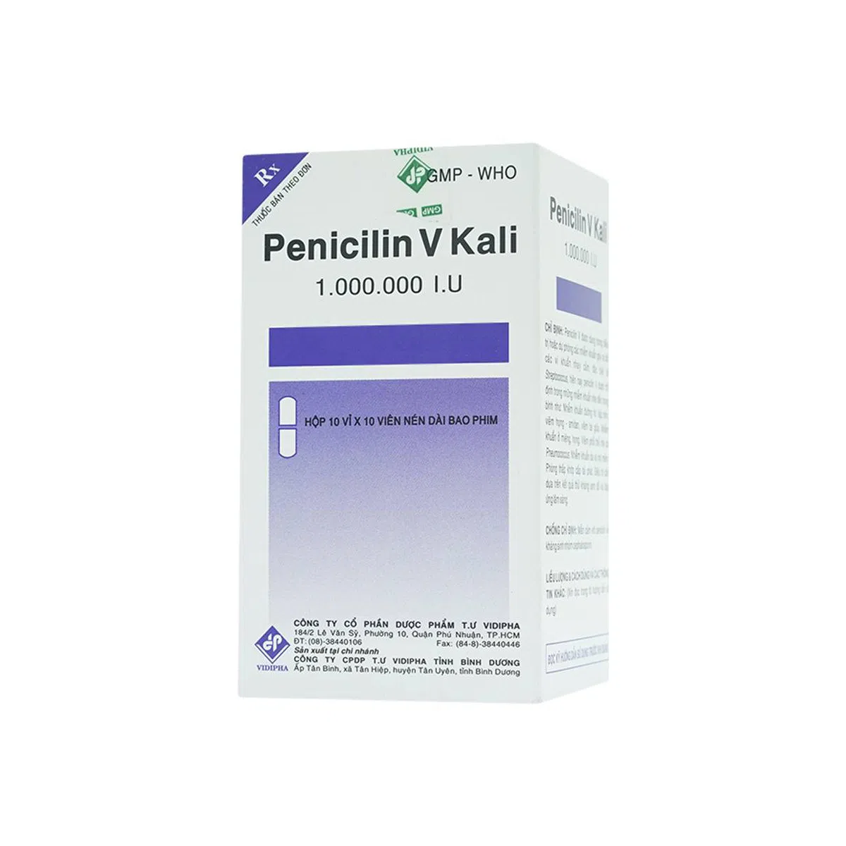 Penicilin V Kali 1MIU – Hộp 10 vỉ x 10 viên Vidipha